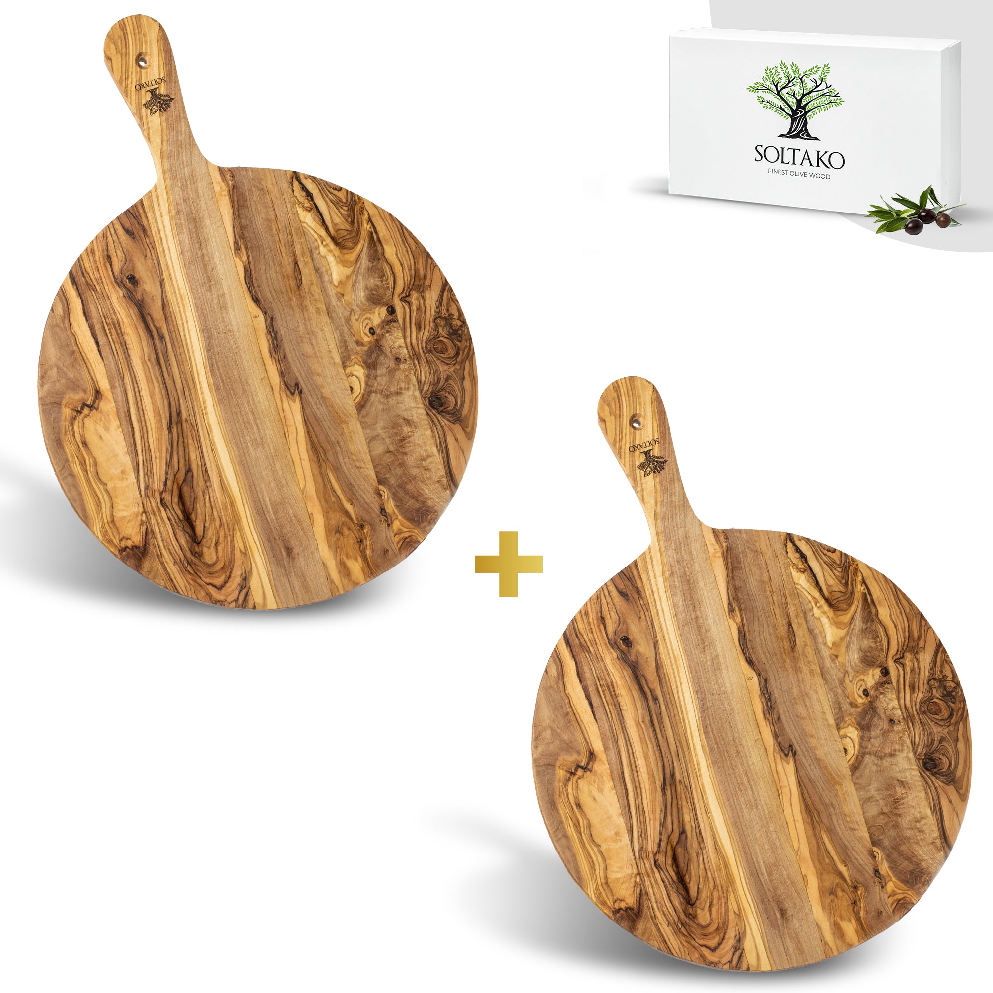 Soltako TRICOLORE Olive Wood Cutting Board, Set of 3, 1 set