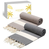 Beach towel / Sauna towel "Coral-silver-grey-cappuccino-azur blue "