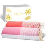 Beach Towel / Sauna Towel "Baby Pink Salmon Capuccino Sky Blue