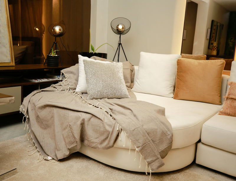 Premium Bedspread / Sofa Cover Cream &amp; Capuccino