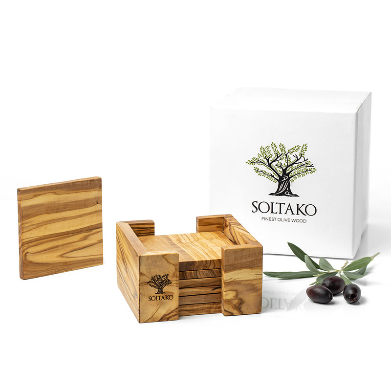 Olive Wood Coaster Set