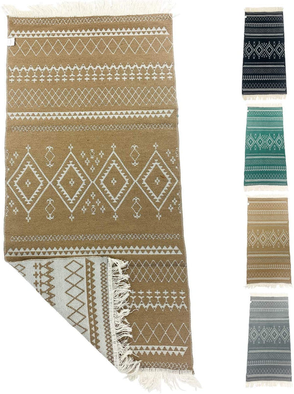 SOLTAKO Petit tapis Kilim Tapis de passage avec franges et motifs Rétro Boho Ethno marocain Berbère lavable Vintage Modèle Marrakech, 135 x 65 cm
