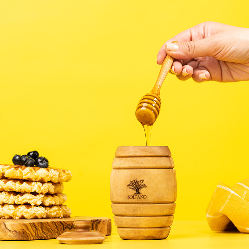 Olivenholz Honigtopf / Honigbehälter "Honey"